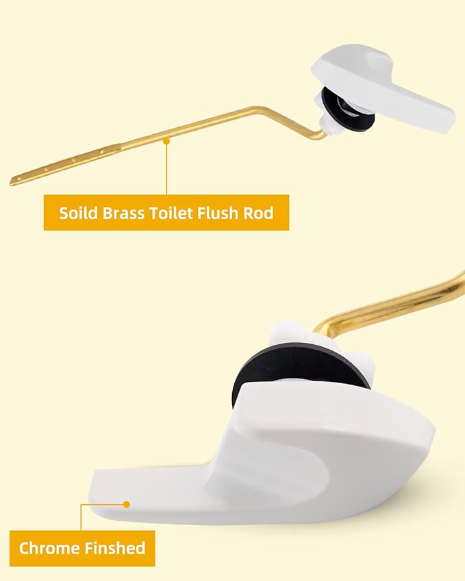 iFealClear Universal Brass Toilet Handle Replacement Kit, Side/Angle Mount Toilet Flush Handle Compatible with Kohler K-GP30324-CP/TOTO/American Standard, Stainless Steel Flapper Chain, White