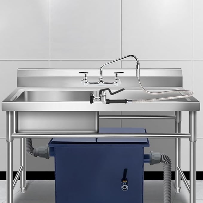 Pre Rinse Hose with Sprayer Valve, 38 Inch Commercial Dish Spray Hose with Spray Head for Commercial Restaurant Kitchen Faucet -Black