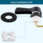 Hygie Rinse Metal Toilet Handle Lever Flush Replacement, Universal Side Mount Toilet Handle with Stainless Steel Flapper Chains, Toilet Repair Kit, Matteblack