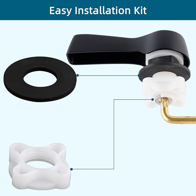 Hygie Rinse Toilet Handle, 2 Pack Universal, L Shaped, Lever Type, Brass, Stainless Steel, Matte Finish, Durable, Easy to Install, 2 Count