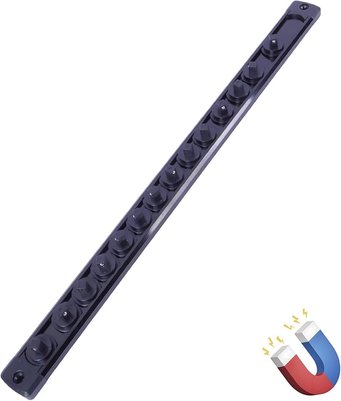 Magnetic Socket Holder Organizer Set:1/4-Inch Drive Socket Trays Socket, 360° Swivel 14 Clips Socket Holder Kit, For Automotive Mechanic Garage (Black)