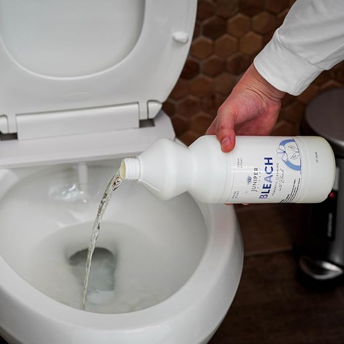 Juniper, 33 Fl Oz Liquid Bleach for Bright Whites, Fresh Scent Surface Cleaner for Bathroom, Kitchen, All Purpose Cleaner with Bleach (Pack of 12), Total 396 Ounce