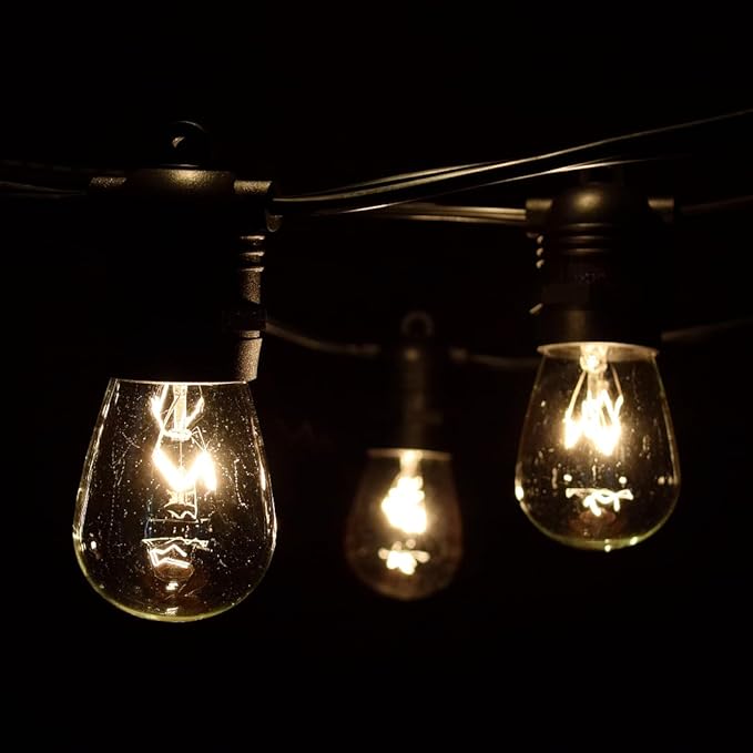 Hometown Evolution, Inc. Commercial E26 String Lights with 16 Gauge Wire (24 Foot 12 Socket, S14 11 Watt Clear Bulbs)