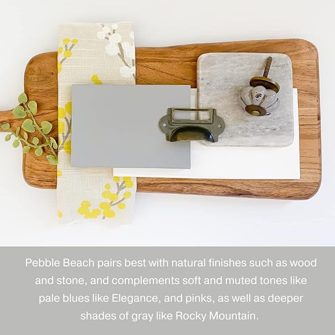 Country Chic All-in-One Chalk Paint for Furniture, Cabinets, Home Decor, Eco-Friendly, Matte Finish, Built-In Primer & Top Coat for Wood, Metal - Pebble Beach (Grey) - Quart 32 oz (950 ml)