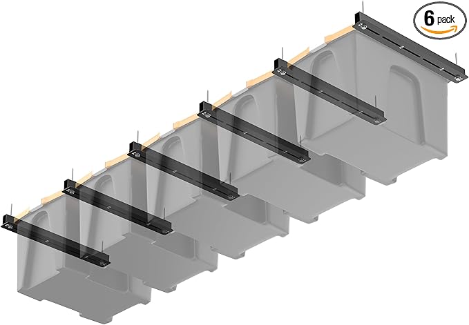 Ultrawall Overhead Garage Storage Rack, Heavy Duty Ceiling Storage Rack, 26 Inch Adjustable Ceiling Bin Storage System, 6 Sets for 5 Bins