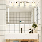 5 Light Brushed Nickel Vanity Lighting Fixture with Milky White Glass Shade for Bathroom Over Mirror, 40 Inches