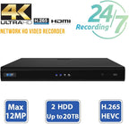 GW Security 32 Channel 8MP UltraHD 4K (3840x2160) Audio & Video Motorized Zoom Smart AI Home NVR Security System - 32 x Dome 8 Megapixel 2.8-8mm 3X Optical Zoom Waterproof Microphone IP PoE Cameras