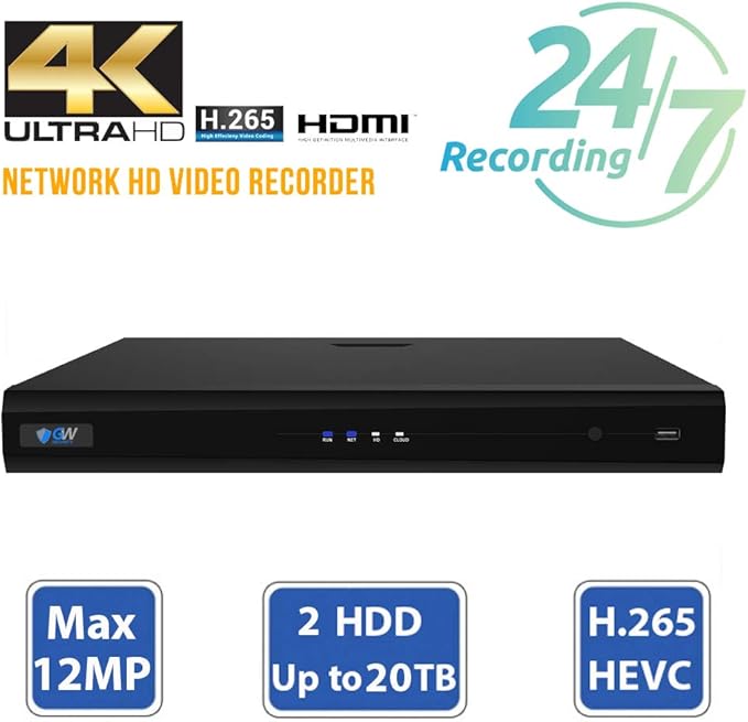 GW Security 32 Channel 8MP UltraHD 4K (3840x2160) Audio & Video Motorized Zoom Smart AI Home NVR Security System - 32 x Dome 8 Megapixel 2.8-8mm 3X Optical Zoom Waterproof Microphone IP PoE Cameras