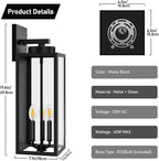 20in Large Outdoor Wall Light Fixtures, Exterior Lighting Fixtures Porch Sconces Wall Mounted, Waterproof Black Outdoor Wall Lanterns Lamps, Outside Lights for House Patio Front Door Entryway, 2-Pack