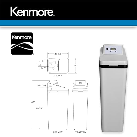 Kenmore 350 Water Softener System – 32,000 Grain Capacity Whole House Hard Water & Iron Reduction – Compact, Easy to Install, Salt Saving Technology