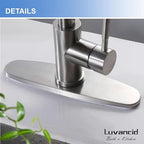 10 inch Faucet Hole Cover Plate, Brushed Chrome 304 Stainless Steel Escutcheon Deck Plate to Convert 3-Hole Sink to Single Hole Faucet, No-Leak Design