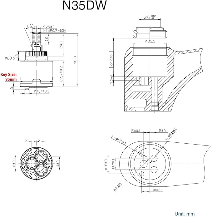 35mm Faucet Cartridge Certification Ceramic Tap Cartridge Mix Faucets Inner Cartridge Replacement for Single Lever Faucet, Monobloc Bathroom or Kitchen Mixer Faucets