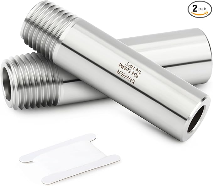 TAISHER 2PCS 304 Stainless Steel Pipe Fittings, 1/4" NPT Male Threaded, 2" Length Weld Nipple Cast Pipe