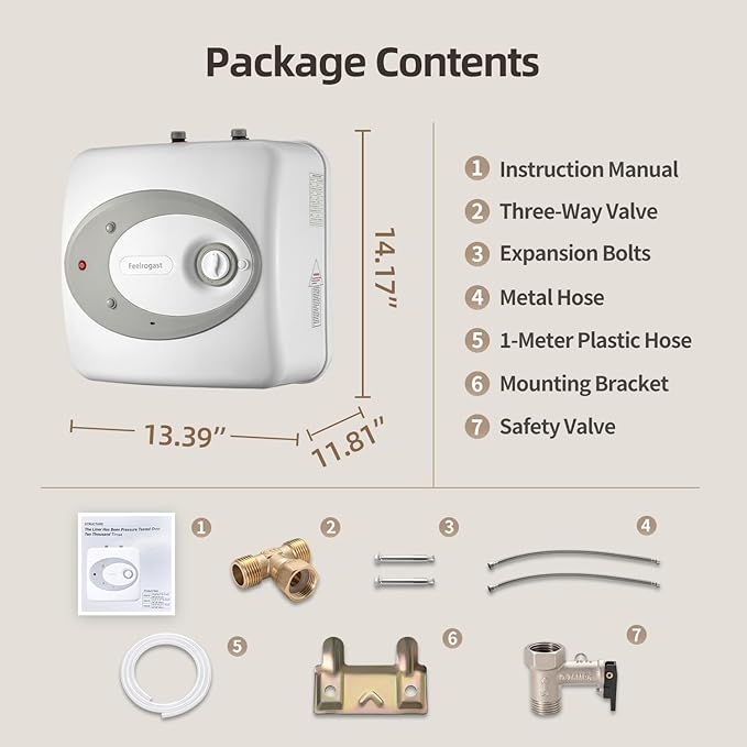 Electric Mini Tank Water Heater-4 Gallon Under Sink Instant Hot Water for RV, Camper, Kitchen, Food Truck, 120V 1500W, Wall or Floor Mounted