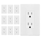ENERLITES 10 Pack White Decorator Receptacle with Screwless Wall Plate, Standard Electrical Wall Outlet, 15A 125V, Self-Grounding, 2-Pole, 3-Wire, 5-15R, UL Listed, 61502-TR-WSID, Tamper Resistant