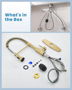 APPASO Gold Kitchen Faucet with Pull Down Sprayer, Brushed Gold Kitchen Sink Faucets 18 Inches Commercial Single Handle High Arc Faucet for Sink, Stainless Steel Kitchen Faucet for Sink 1 or 3 Holes