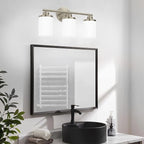 Brushed Nickel Bathroom Light Fixtures,3-Light Nickel Vanity Lights, Bathroom Lights Over Mirror,Modern Wall Sconces with Frosted Glass Shades for Bathroom,Living Room
