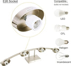 4-Light Brushed Nickel Vanity Light Fixture with White Glass Shade for Bathroom Over Mirror, 31.5 Inches