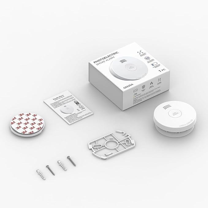 Jemay Smoke Detector Fire Alarms 10 Year Battery Operated with Photoelectric Sensor & Silence Button,3V Battery Smoke Alarm Fire Detectors Easy to Install, UL217-9th Listed, 8 Packs