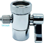 Kitchen Sink Faucet Water Filter Diverter Valve for Push on 1/4 inch Tubing Replacement Part Adapter with M22 X M24 Connector,Brass Body,Chrome Plated Made In Taiwan