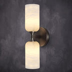 Alabaster Wall Sconce 14in Antique Brass Sconces Wall Lighting, Imported Alabaster Modern Marble Bathroom Vanity Sconces, Black Sconce Wall Decor, For Bedroom Living Room Staircases Hallway Foyer