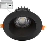 Maxxima 4 in. Ultra Thin Recessed Anti-Glare LED Ceiling Downlight - Canless IC Rated, 1050 Lumens, 5 CCT 2700K/3000K/3500K/4000K/5000K, Dimmable, Round Black Trim, 90 CRI, J-Box Included