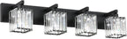 Aipsun Black Light Fixtures Bathroom Vanity Light Crystal Modern Vanity Light for Bathroom 4 Light (Exclude Bulb)
