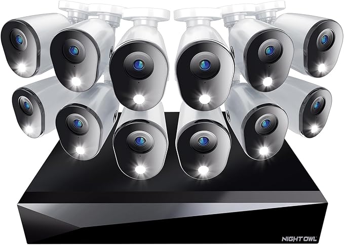 Night Owl 2-Way Audio 20 Channel DVR Video Home Security Camera System with (12) Wired 1080p HD Indoor/Outdoor Deterrence Cameras and 1TB Hard Drive (Add up to 4 Wi-Fi Cameras) (12 Camera)