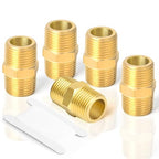 TAISHER 5PCS Brass Pipe Fitting Adapter, Hex Nipple, 1-Inch Male Pipe x 1-Inch Male Pipe