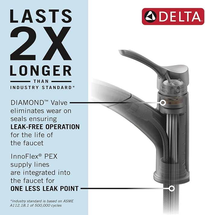 Delta Almari Brushed Gold Kitchen Faucet with Pull-Out Sprayer, Modern Single Hole Kitchen Sink Faucet, Single Handle, Champagne Bronze 16943-CZ-DST