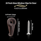 20 Pack Glass Window Clips Brown Retainer Clips, Glass Door Holder Cabinet Panel Bracket Screen Fixing Clips, Glass Door Retainer Kit Mirror Hanging Hardware for Vanity Mirror Window Screen