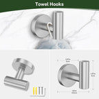 Brushed Nickel Bathroom Hardware Set,4-Piece Bathroom Accessories Set Include Towel Ring,Toilet Paper Holder and 2 Towel Hooks,Stainless Steel Wall-Mounted