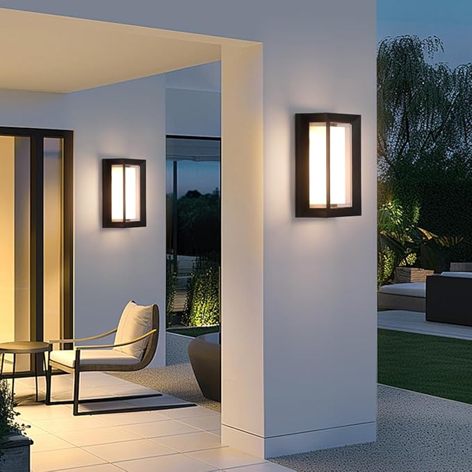 Outdoor Wall Light Modern Outdoor Sconce - 24W LED Exterior Lights Fixture Black Aluminum Outdoor Lighting Waterproof for Porch,Patio,Garage 4 Pack