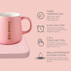 VOBAGA Coffee Mug Warmer with 4 Hours Auto Shut-Off, Coffee Warmer Plate for Office Home Desk Use with 3 Temperature Settings, Electric Cup Warmer for Cocoa,Tea, Milk, Water, for Gifts, Pink (No Cup)