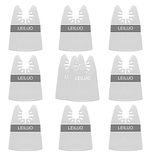 LEILUO 10 Pack Oscillating Tool Blade 8 Rigid and 2 Flexible Multitool Scraper Blades for Caulk Paint Adhesive Removal Compatible with DeWalt Makita Dremel and More