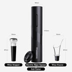 Electric Wine Opener 4-in-1 Gift Set, Vacuum Wine Stopper, Wine Pourer, Foil Cutter, Corkscrew, Battery Operated, Wine Cap, Wine Aerator, Easy Wine Cork Removal to Storage(SGS)