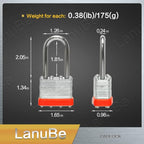 LanuBe Lock Laminated keyed Padlock (1-9/16", 40mm), keyed Alike Locks, Long Shackle,Marked Orange Plastic Hoop, Pack of 24