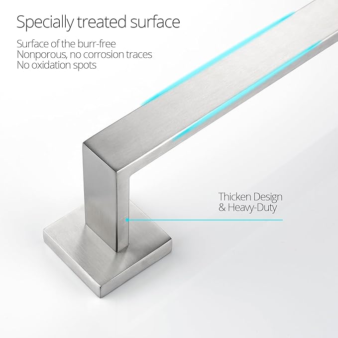 BAGNOLUX Bathroom Hardware Set 4 Pieces, Bath Towel Holder Set SUS304 Stainless Steel, Towel Bar Rack Set for Wall Mounted, Square Bathroom Accessories Set Fixture Heavy Duty Brushed Nickel