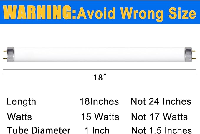 18 Inch F15T8/CW T8 15W Fluorescent Light Bulb Cool White Compatible for Philips GE F15T8/SP41 Replacement Bulb G13 Base 6 Count