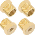 KOOTANS 4pcs Heavy Duty 1/2 NPT Male Thread to 1/8 NPT Female Thread Brass Reducer Hex Bushing Brass Fitting Pipe Hose Tube Adapter Convert
