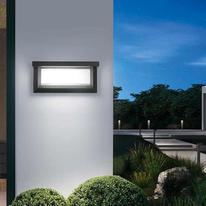 Outdoor Wall Lights 2Pack LED 3 Color Outdoor Light Fixture Wall Mount Exterior Lights 2100Lm IP65 Exterior Wall Sconce，Rustproof Sconce with Double Shade, Matte Black Light for Porch