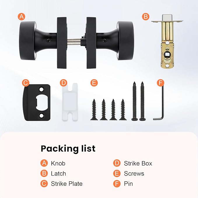 Haidms Black Passage Door Knobs Interior, Heavy Duty Round No Key Matte Black Closet Door Knobs for Hall Closet, Passage Doorknobs Hallway (3 Pack)