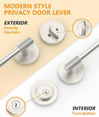 Asidrama Premium Satin Nickel Zinc-Alloy Front Door Lock Set: Double Cylinder Deadbolt, Heavy Duty Security Handleset for Left/Right Exterior Doors, Universal Entry Locks (2 Pack)