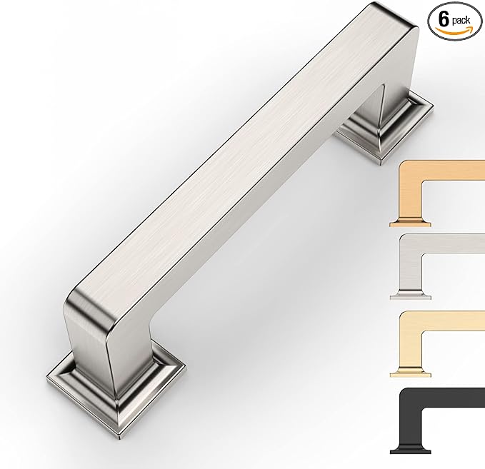 6 Pack 3 Inch Cabinet Handles Brushed Satin Nickel Cabinet Pulls Kitchen Cabinet Handles Kitchen Cabinet Hardware Kitchen Handles for Cabinets Cupboard Handles