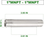 TAISHER 2PCS Stainless Steel Pipe Fittings, 1" NPT x 1" NPT Male Threaded, 4" Length Nipple Cast Pipe