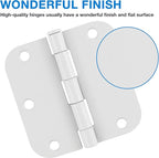 3 Pack White Door Hinges 3.5" Interior Hardware for Doors 3 1/2 Inch Rounded 5/8"Radius Non Removable Pin Bedroom Hinge Bulk Heavy Duty Steel Bisagra De Puerta Blanca Gate Decor Accessories No Squeak