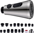 Universal Kitchen Faucet Replacement Pull Down Sprayer with 3-Spray Modes & 16 Adapters - Compatible with Moen, Kohler, and Delta and Sink Faucets (Brushed Nickel)