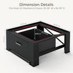 SKM 2 Pack Laundry Pedestals with Drawer - 28" Washer and Dryer Stand, Steel Washing Machine Raiser for Elevation, 14.3 Inches Height, Black