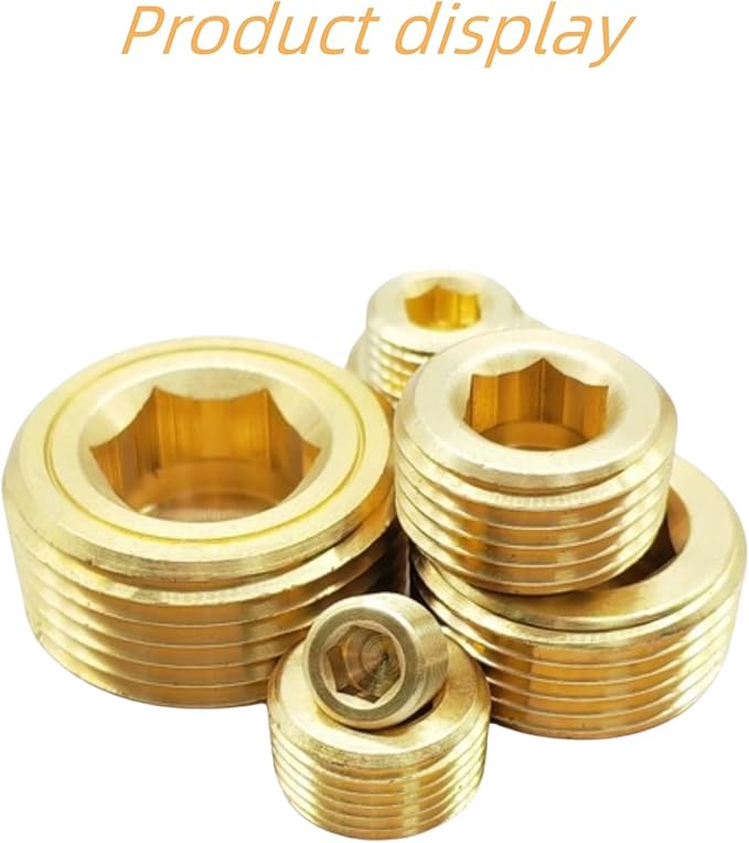 20PCS 1/4" NPT Brass Male Pipe Plug Fitting Hex Counter Sunk Pipe Plug (1/4" NPT)