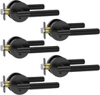 Amerdeco 5 Pack Matte Black Door Handles Interior, Knurled Privacy Door Handles with Lock, Heavy Duty Black Door Lever for Bedroom or Bathroom, Reversible Keyless for Left Right Handed Doors AM0016